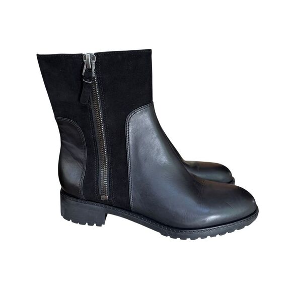 VIA SPIGA WOMEN ANKLE BOOTS BLACK LEATHER FLAT ZIPPER size 8 - Picture 1 of 8